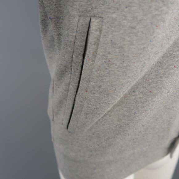 HOMECORE S Heather Gray Speckled Jersey Button Up Collared Jacket - Picture 4 of 7